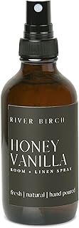 River Birch Luxury Linen and Room Spray - Home Signature Scent Honey Vanilla Room Fragrance Spray - Fragrant Fresh Linen Air Freshener For Bedding - Handmade in Texas - 4 oz Glass Amber Bottle