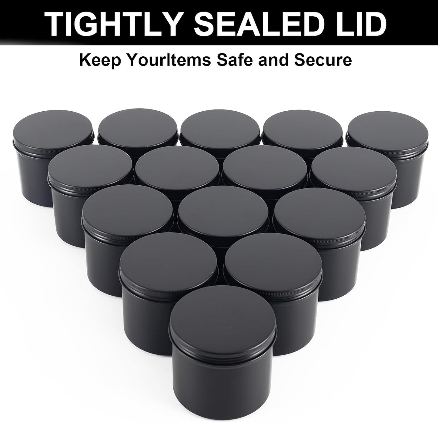 OBKJJ Black Candle Jars 10 oz Matte Tins 24 PCS Metal Candle Containers with Lids Bulk Candle Containers for Balms, Salve, Spices, Beard Balm, Crafts with 4 Markers 6 Sheets Label Stickers