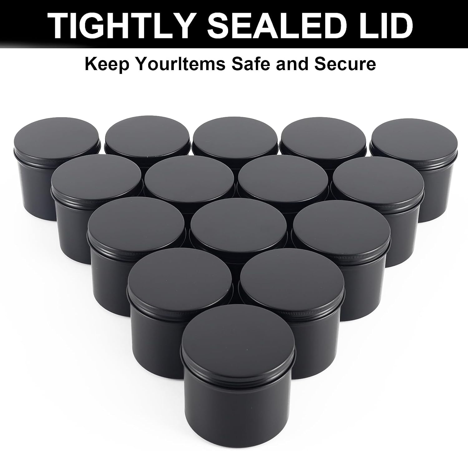 OBKJJ Black Candle Jars 10 oz Matte Tins 24 PCS Metal Candle Containers with Lids Bulk Candle Containers for Balms, Salve, Spices, Beard Balm, Crafts with 4 Markers 6 Sheets Label Stickers