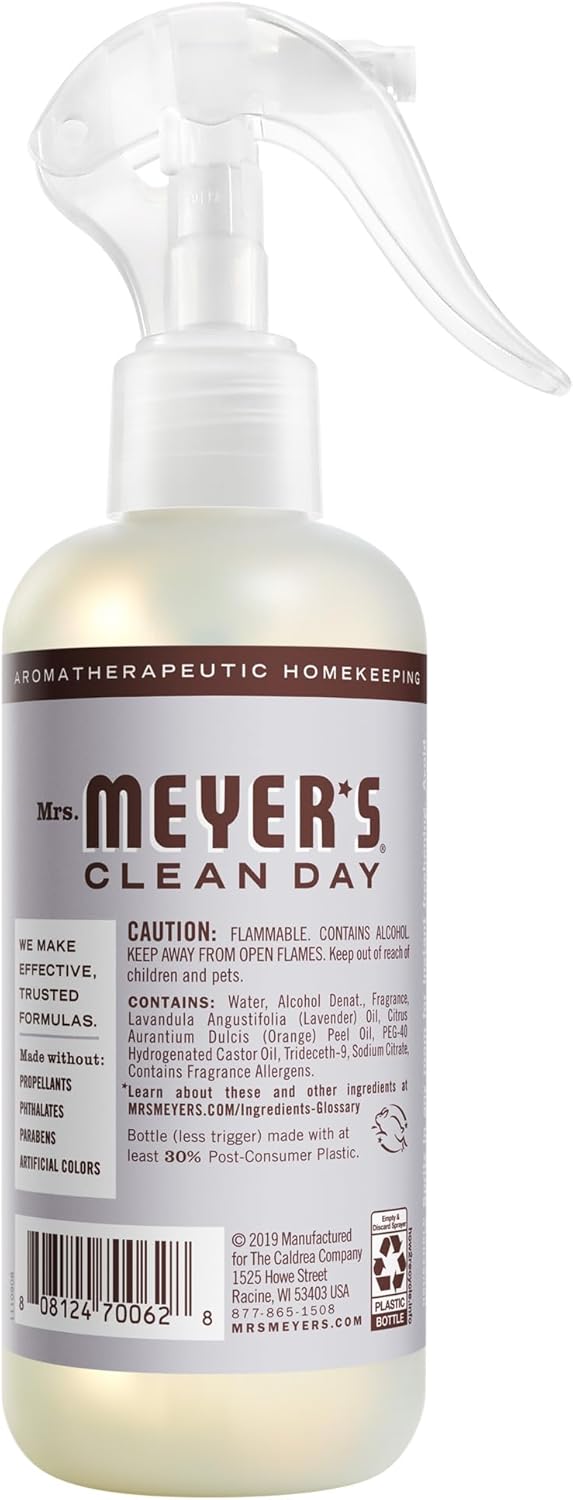 MRS. MEYER'S CLEAN DAY Room Spray, Lavender Scent, 8 Fl Oz Bottle - 3 Pack