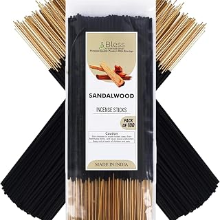 Bless-International-Sandalwood 100%-Natural-Handmade-Incense-Sticks Organic-Chemicals-Free-for-Relaxation-Positivity-Yoga-Meditation 12-Inches-1-Hour-Plus-Burning-Time-100-Sticks-250-GM