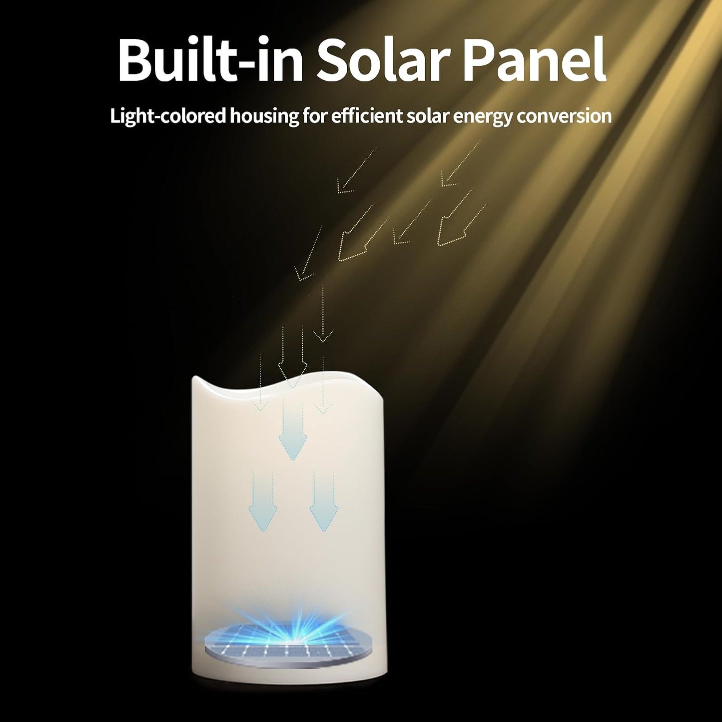 Solar Candles Outdoor Waterproof, 3" x 6" Ivory White Flameless Candles, Dusk to Dawn Light Sensor, LED Rechargeable Pillar Solar Candles for Outdoor Lanterns, Patio Decor
