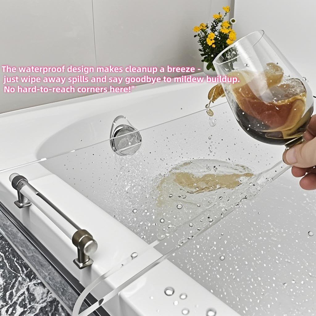 Bath Tub Tray,Clear Bathtub Tray for Luxury Bathroom – Waterproof Bath Caddy with Sleek Surface –No Assembly– Easy Cleaning Bathtub Organizer for Spa Relaxation (31")