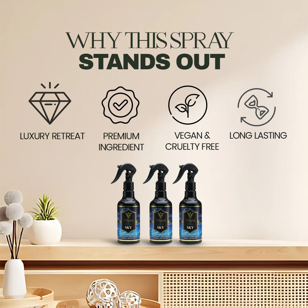 Room Spray Freshener - Long-Lasting Luxury Scents - Room and Linen Spray for Bedding, Sheets, Fabric, Furniture for Aromatherapy - 10.14 fl oz (Sky)
