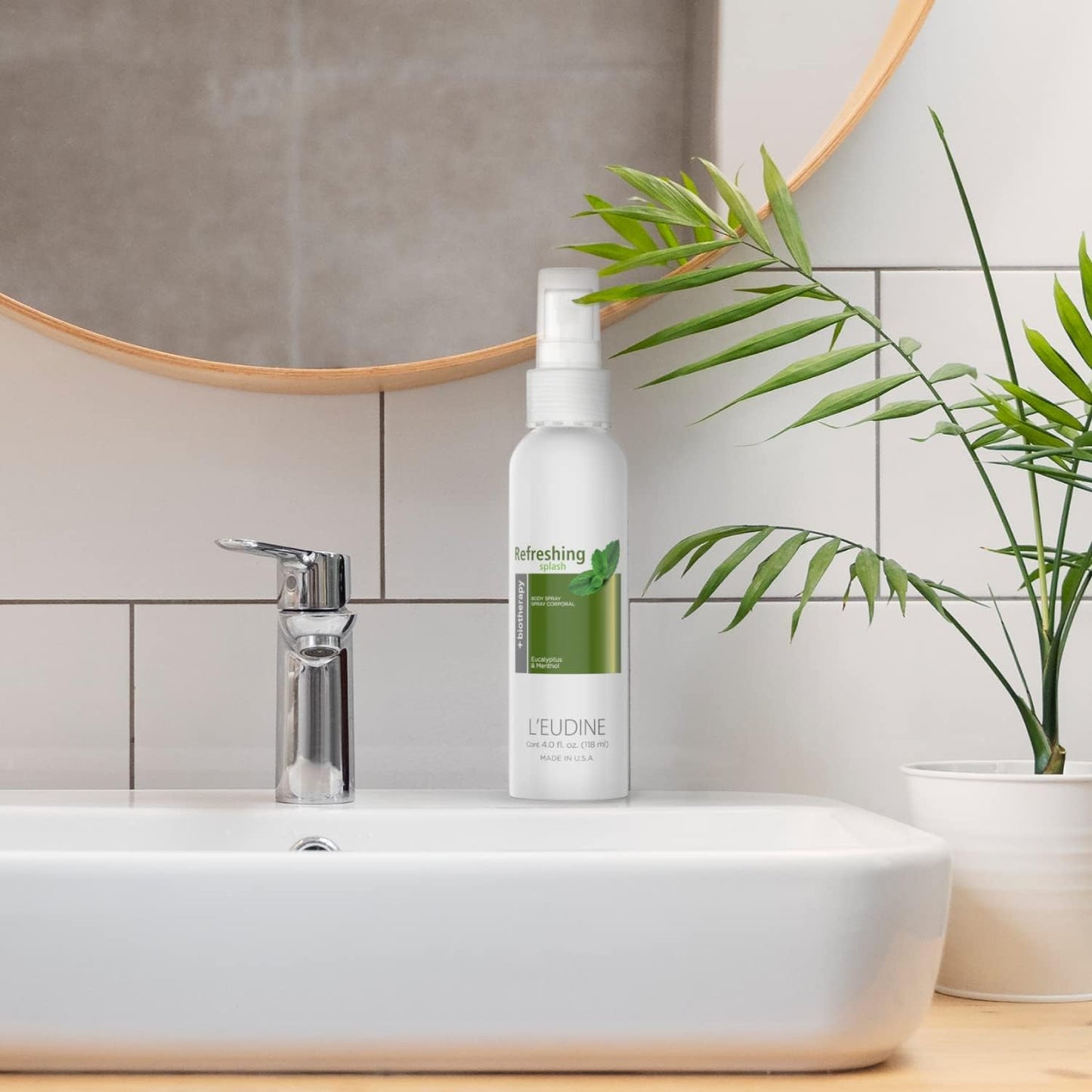 L’EUDINE Refreshing Splash - Pack of 3 - Air Freshener Spray – 4fl oz, Eucalyptus Spray for Body, Clothes, Bedding, Home, Car – Great for Blocked Airways, Nasal Congestion – Pleasant Menthol Notes
