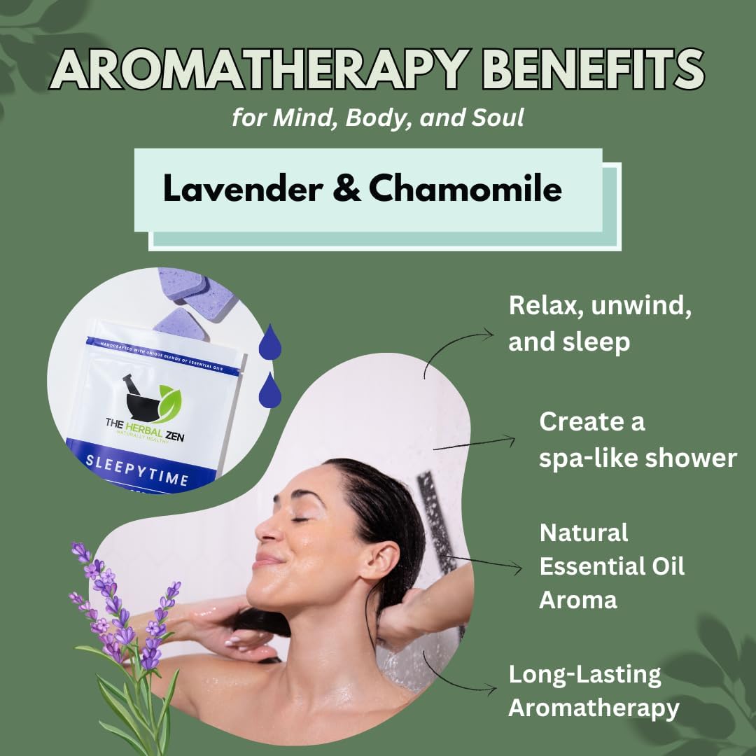 Sleepytime Lavender Shower Steamers Aromatherapy 10 Pack - Relaxing Shower Bombs with Pure Essential Oils for Relaxation and Unwinding - Spa Gifts for Women and Men - The Herbal Zen