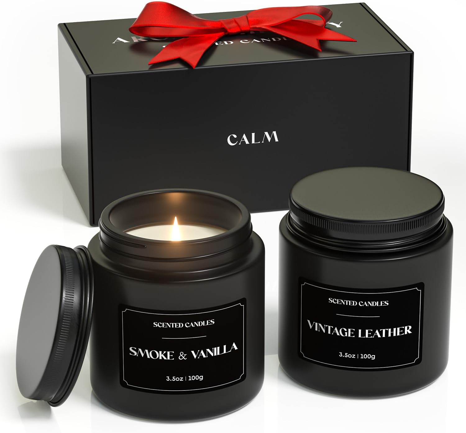 NORVENCE Scented Candles for Men, Scented Candles Gift Set, Stress Relief Candles for Home, Premium Soy Candle Set, Candles for Men and Women (Black, 7 oz)