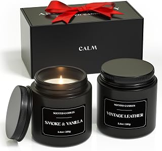NORVENCE Scented Candles for Men, Scented Candles Gift Set, Stress Relief Candles for Home, Premium Soy Candle Set, Candles for Men and Women (Black, 7 oz)