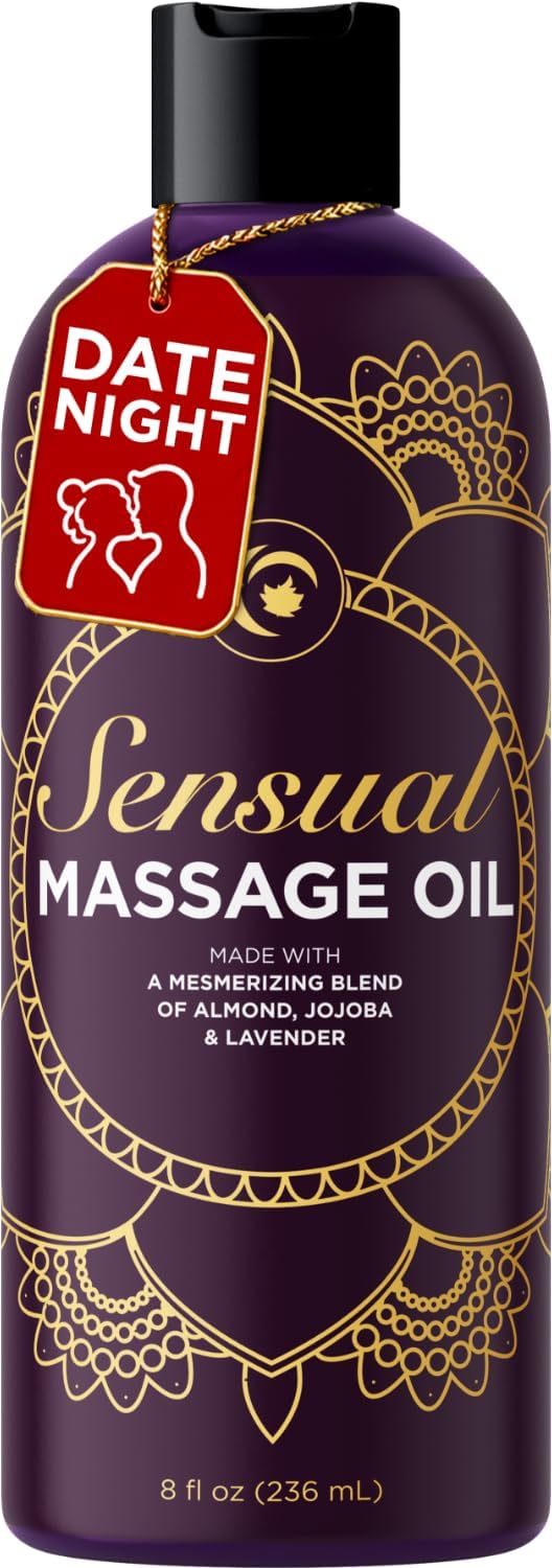Aromatherapy Sensual Massage Oil for Couples - Relaxing Lavender Massaging Oil for Massage Therapy with Vitamin E Jojoba &