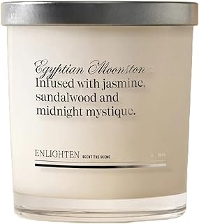 Enlighten Egyptian Moonstone Candle | Luxurious Jasmine & Sandalwood Scent | Double Scent Load for Enhanced Aroma | Eco-Friendly, Hand-Poured Soy Wax | 12oz Glass Tumbler | Made in USA