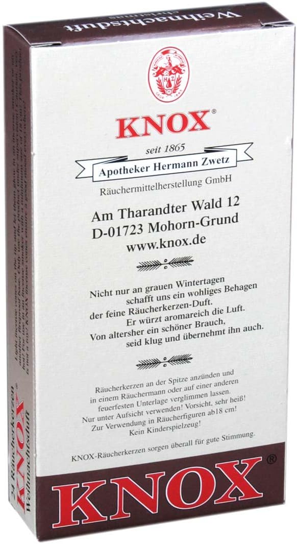 Knox Christmas Scent German Incense Cones Made in Germany for Christmas Smokers