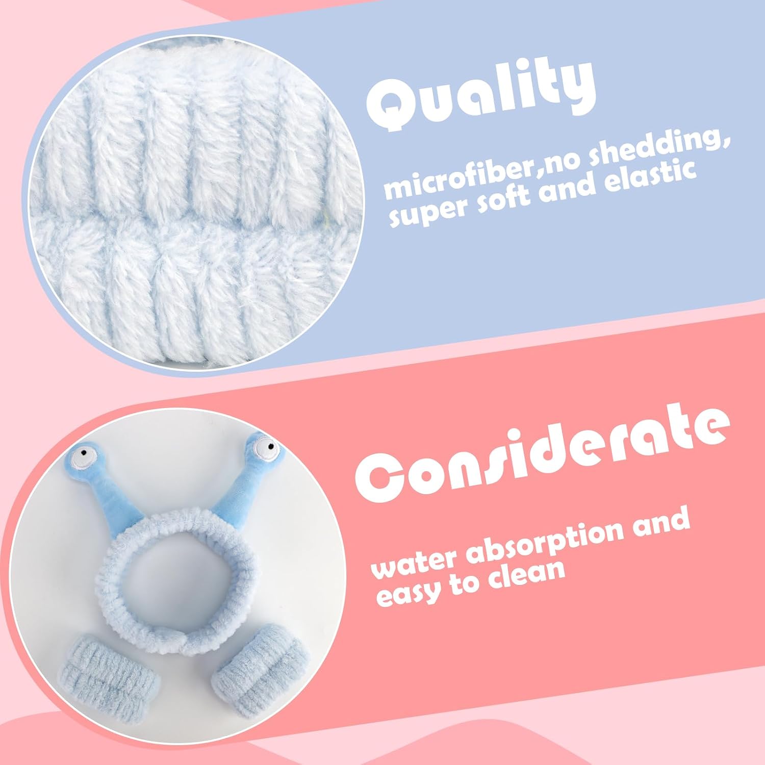 Canitor Snail Spa Headband Wrist Bands - Cute Animal Hair Accessories for Face Wash, Makeup Removal, and Skincare - Fun Gifts for Women and Girls