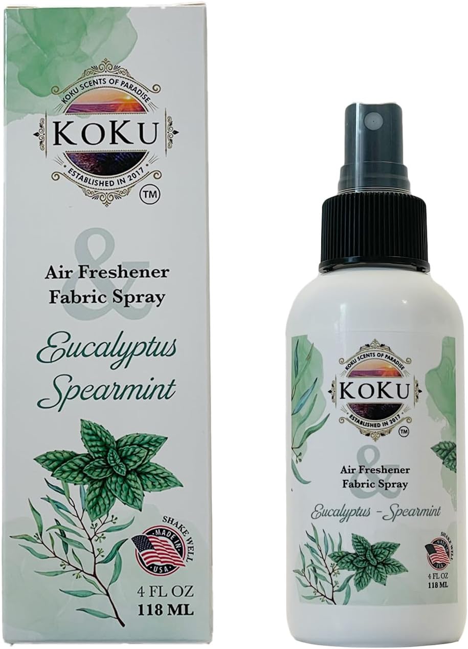 Eucalyptus Spearmint Air Freshener - Room Spray - Odor Eliminator - Deodorizer - Car Air Freshener - Home Spray - Linen Spray - Fabric Refresher - Non-Toxic - Alcohol Free - Made in USA (4 Oz)