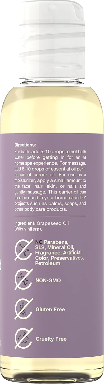 Coera Grapeseed Oil Cold Pressed | 4 fl oz | Moisturizer for Face, Hair, Skin, and Nails | Free of Parabens, SLS, & Fragrances