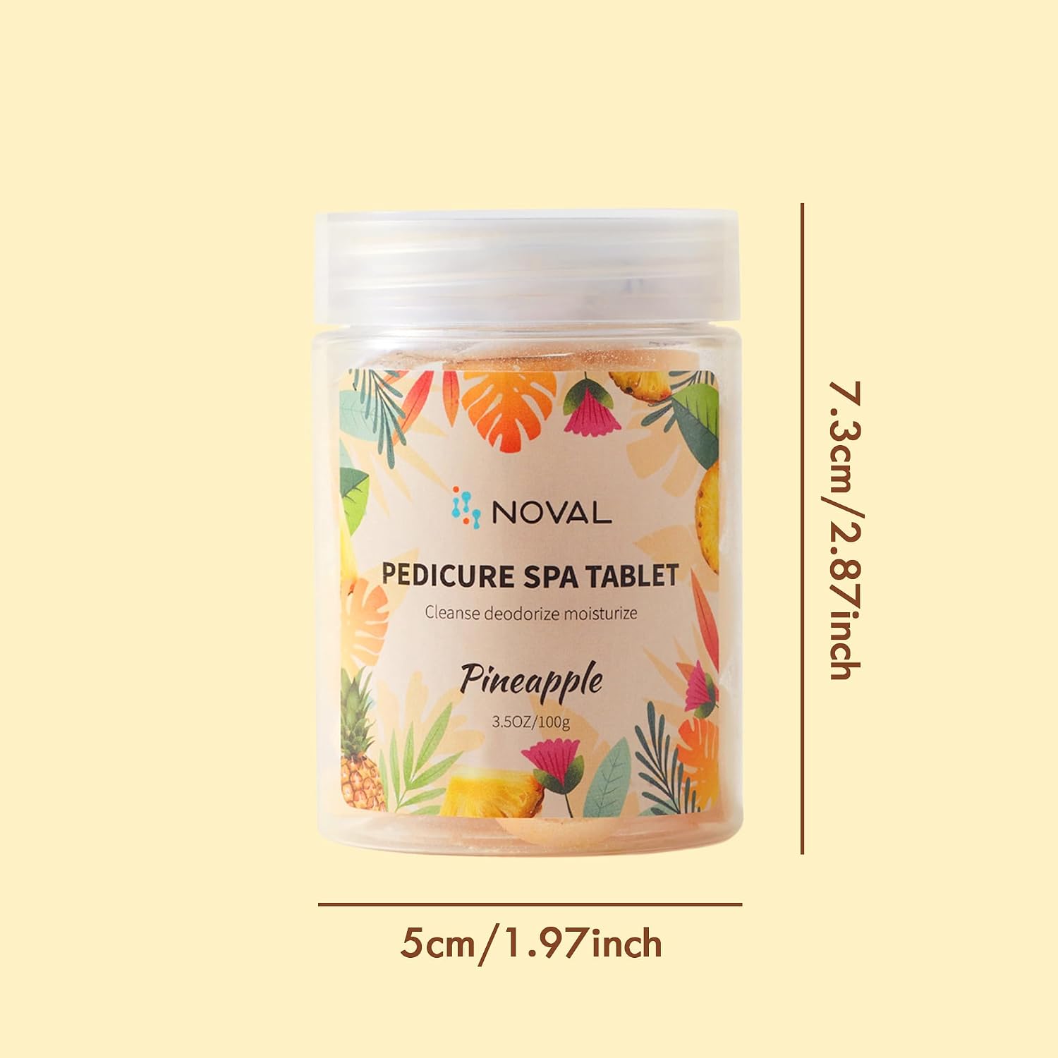 NOVAL Pedicure Spa Tablet - Fast Dissolving, Gentle & Portable Foot Soak for Softening Calluses & Hydrating Skin, Tiny Travel Size, Pineapple Scent