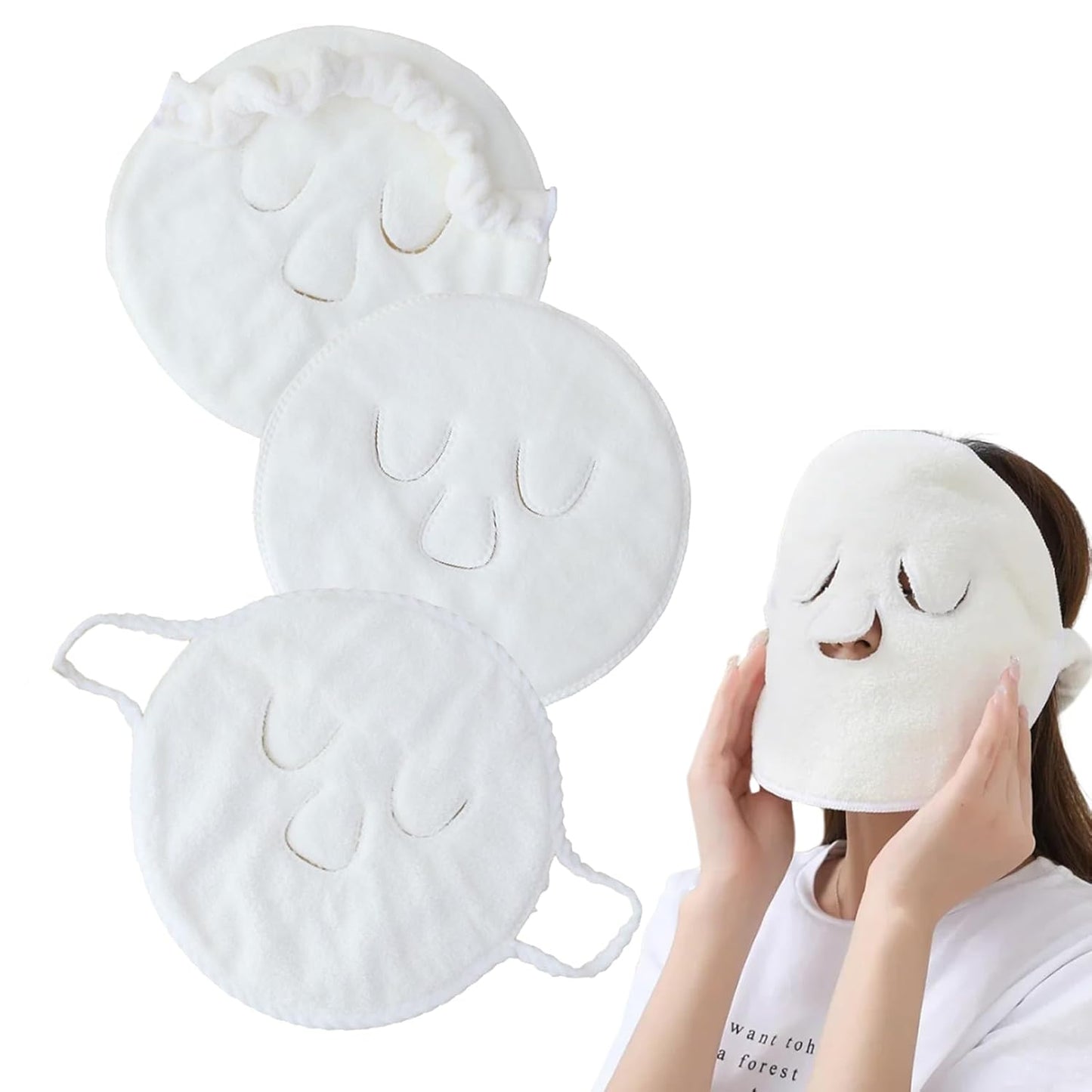 mdgfge 3Pcs Face Steaming Towel Mask Hot Cold Compress Moisturizing Face Steamer Beauty Reusable Soft Breathable Facial Towel for Women Skin Face Care Home Salon Supplies