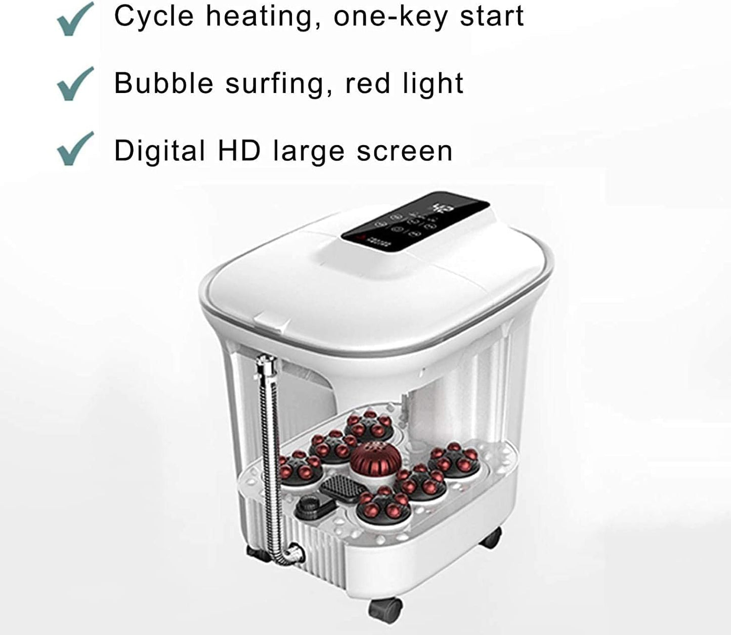 Foot Spa Bath Massager with Heat Bubble Jets with Acupressure Massage Nodes Digital Adjustable Temperature Control