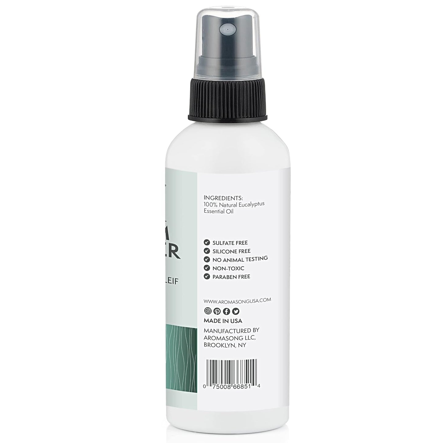 Aromasong Eucalyptus Steam Shower Spray - 100% Pure and Natural Essential Oil Mist - Relaxing Aromatherapy Infusion Vapor for Hot Tub, Spa, Sauna Room - Used for Sinus and Congestion.