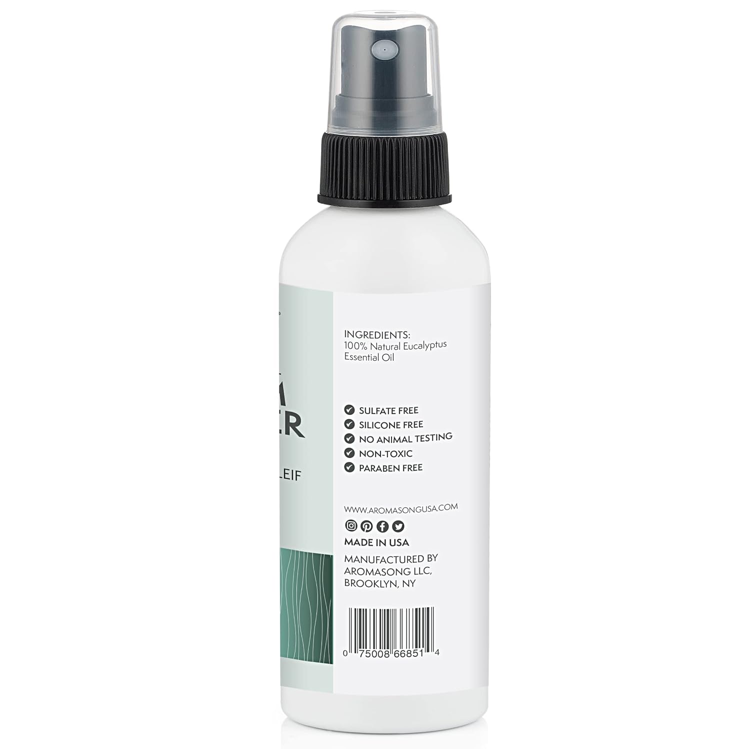 Aromasong Eucalyptus Steam Shower Spray - 100% Pure and Natural Essential Oil Mist - Relaxing Aromatherapy Infusion Vapor for Hot Tub, Spa, Sauna Room - Used for Sinus and Congestion.