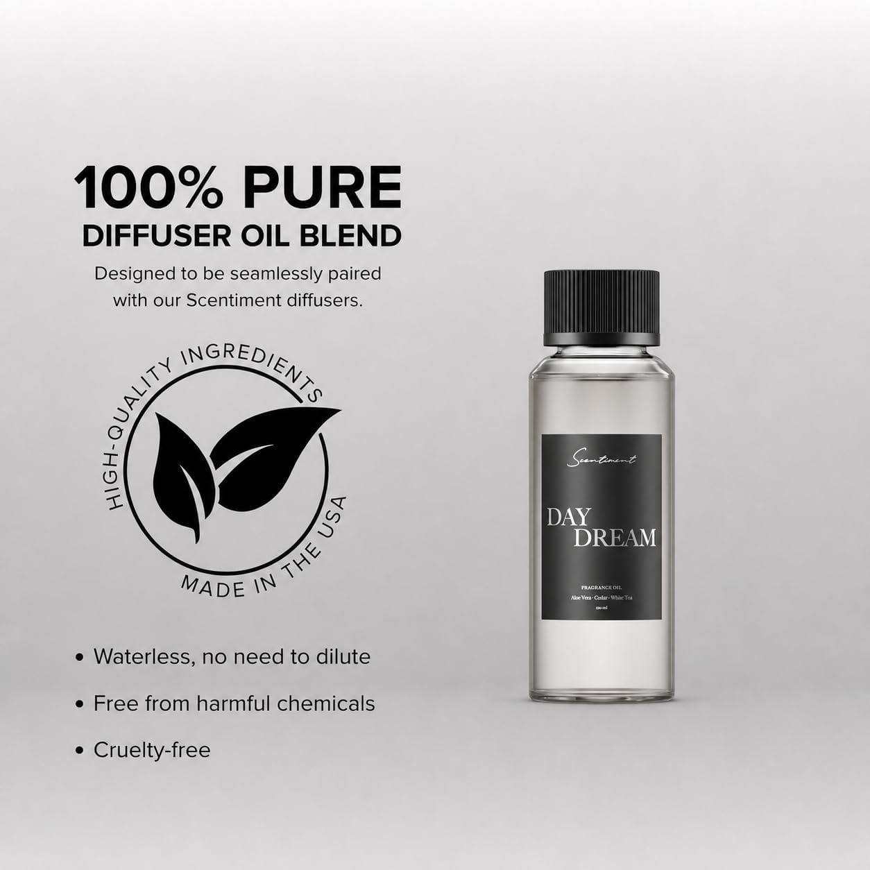 Scentiment Day Dream Diffuser Oil - Premium Hotel Scent with Notes of Aloe Vera, Cedar & White Tea Home Scent, Hotel Fragrance Oil Diffuser Refill - 4.06 fl oz (120 mL)