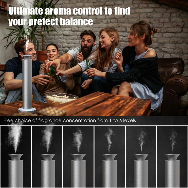 Waterless Scent Diffuser Machine with 4 Lights and Breathing Lights Modes Max Coverage 2500 sq.ft. Essential Oil Diffusers Fragrance Large Room Rechargeable App Remote Control Black Knight