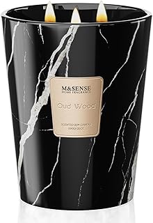 M&SENSE Extra Large Candle OudWood Intense Scented Candle,3 Wick Highly Scented XL Jar Candle,35oz 150H,Candles Gift for Women and Men