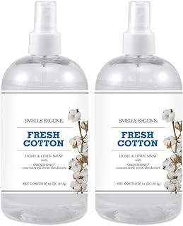 SMELLS BEGONE Air Freshener Home & Linen Spray - 16 oz, Pack of 2 - Odor Eliminator - Made with Essential Oils (Fresh Cotton)