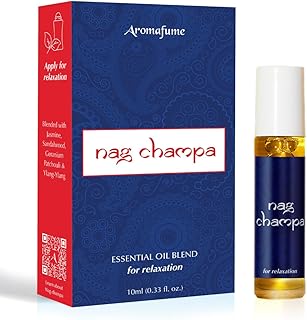 Nag Champa Essential Oil Roll-On Blend by Aromafume | 10ml | Made with Sandalwood, Jasmine, Ylang Ylang & Champa Flower extracts | Ideal for Meditation & Rituals