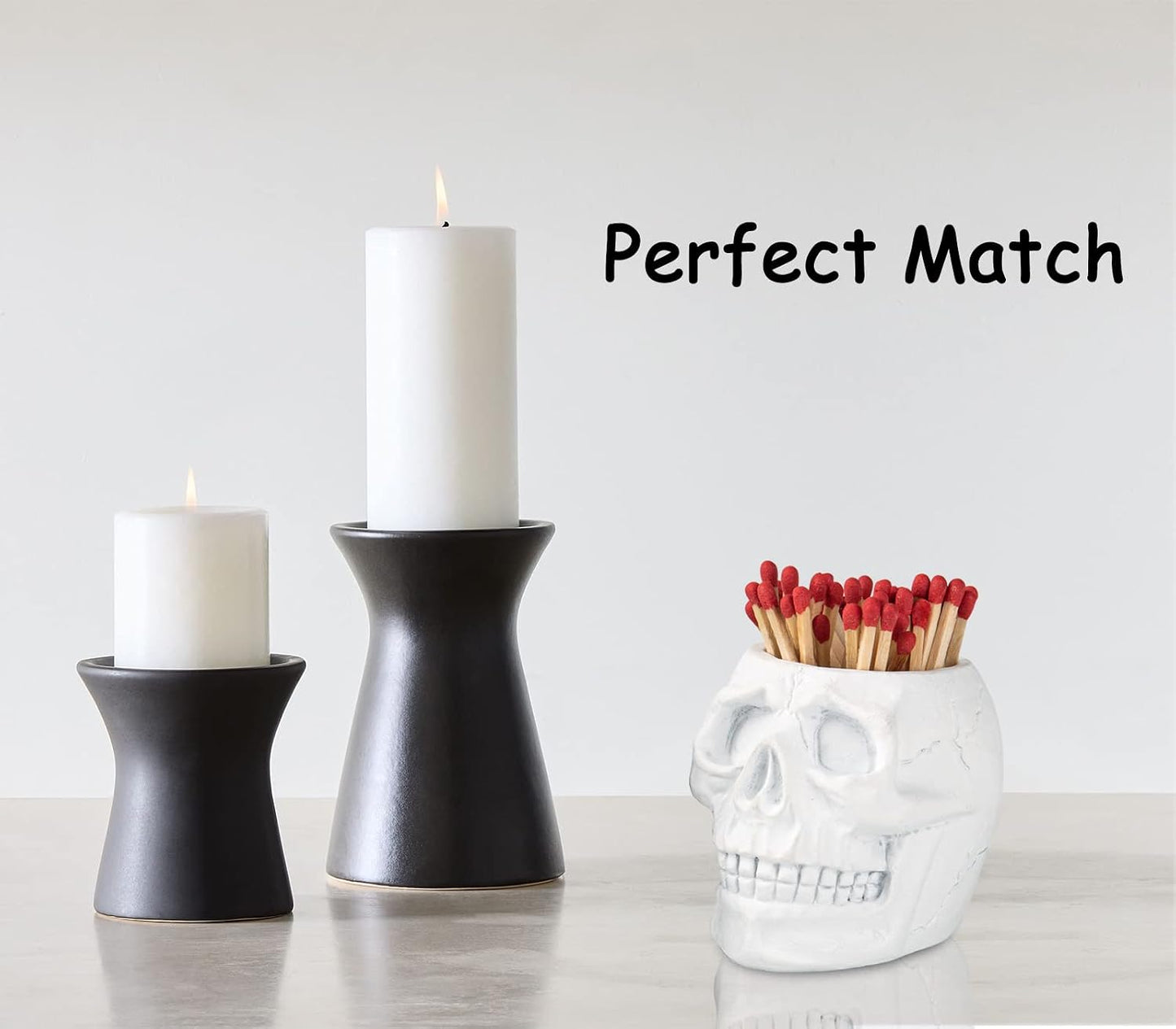 dgudgu Match Holder With Striker White and Black Skull Match Cloche Matches In A Jar With Striker Match Striker Jar Matches Decorative For Men Gift Boy Friend Gift