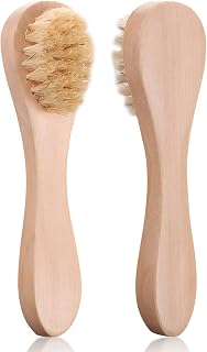 2 Pack Mini Dry Brush, Natural Bristle Small Body Brush, Exfoliating Facial Cleansing Brush for Soft Skin and Other Sensitive Areas Like Your Neck, Chest, and Nails