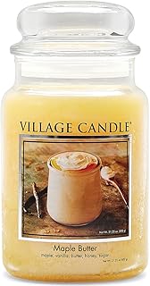 Village Candle Maple Butter Large Glass Apothecary Jar Scented Candle, 21.25 oz, Yellow