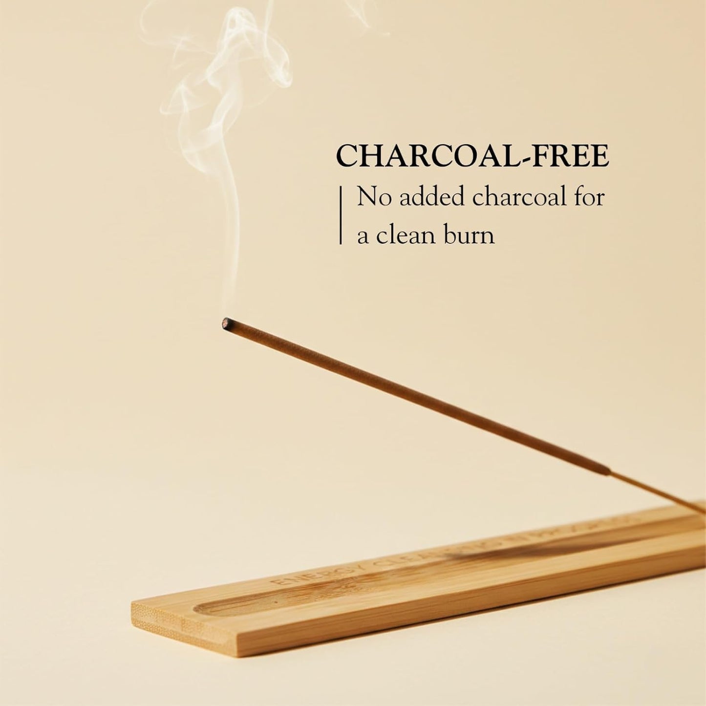 Sandalwood Incense Sticks 100% Natural, Clean, Non Toxic, Charcoal Free - Energy Cleansing, Protection, New Home Spiritual Smudging Incenses - 30 Sticks & Bamboo Holder (Sandalwood)