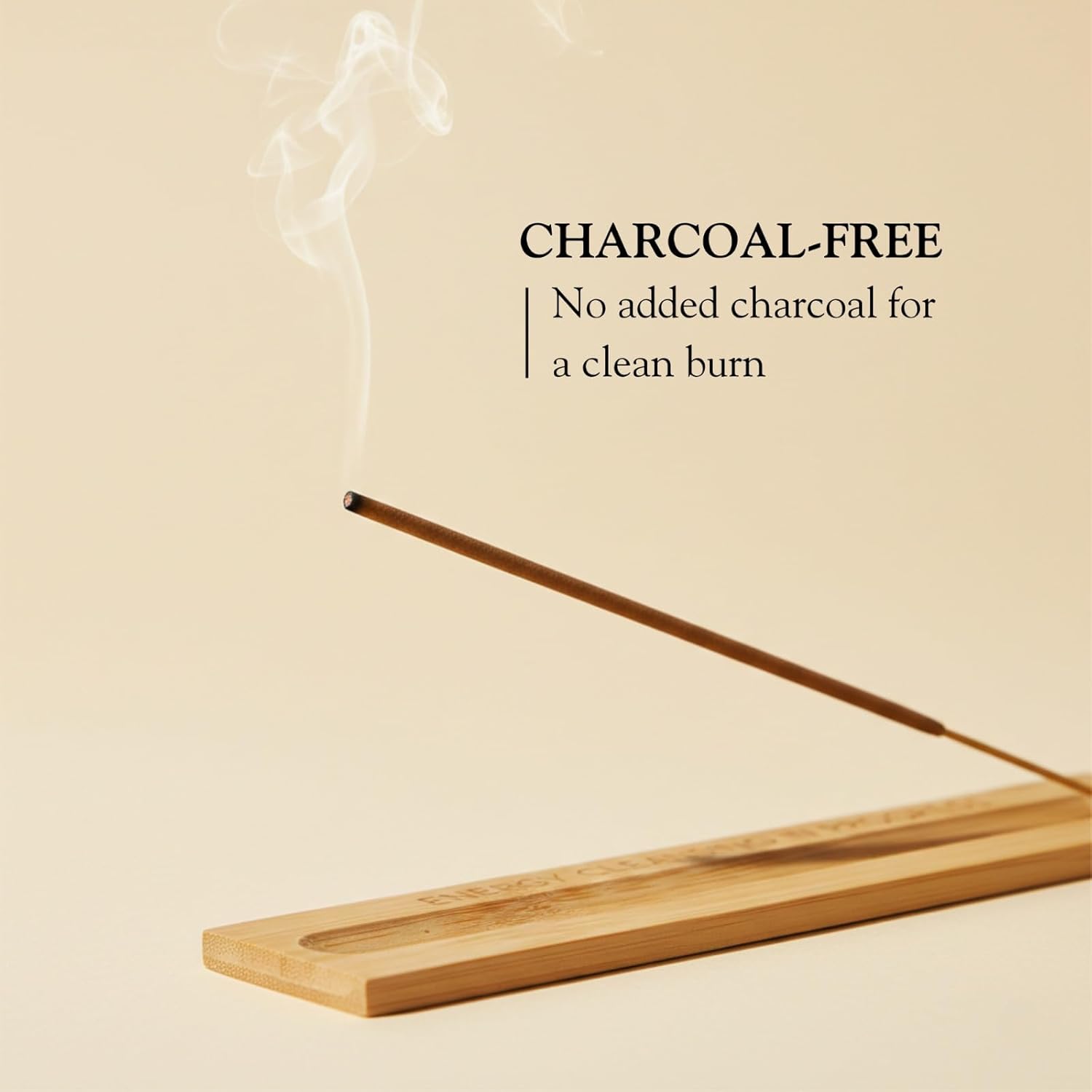 Sandalwood Incense Sticks 100% Natural, Clean, Non Toxic, Charcoal Free - Energy Cleansing, Protection, New Home Spiritual Smudging Incenses - 30 Sticks & Bamboo Holder (Sandalwood)