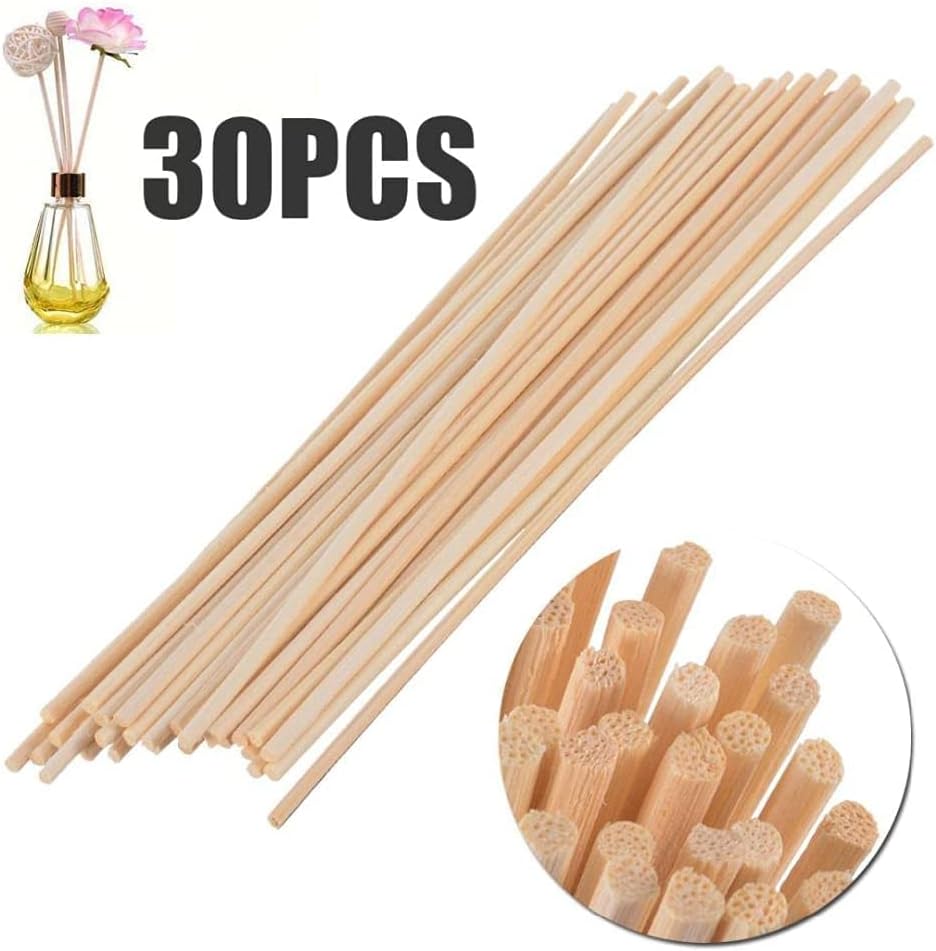 30Pcs Wood Rattan Reed Sticks, Fragrance Diffuser Reed Sticks, Essential Oil Aroma Diffuser Replacements Sticks for Home,Office,Wedding Decor Fashion Professionals