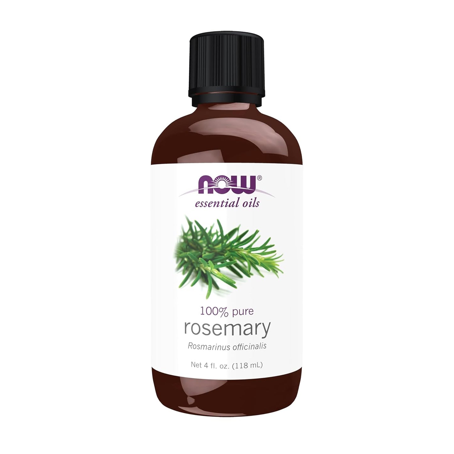 NOW Essential Oils, Rosemary Oil, Purifying Aromatherapy Scent, Steam Distilled, 100% Pure, Vegan, Child Resistant Cap, 4-Ounce
