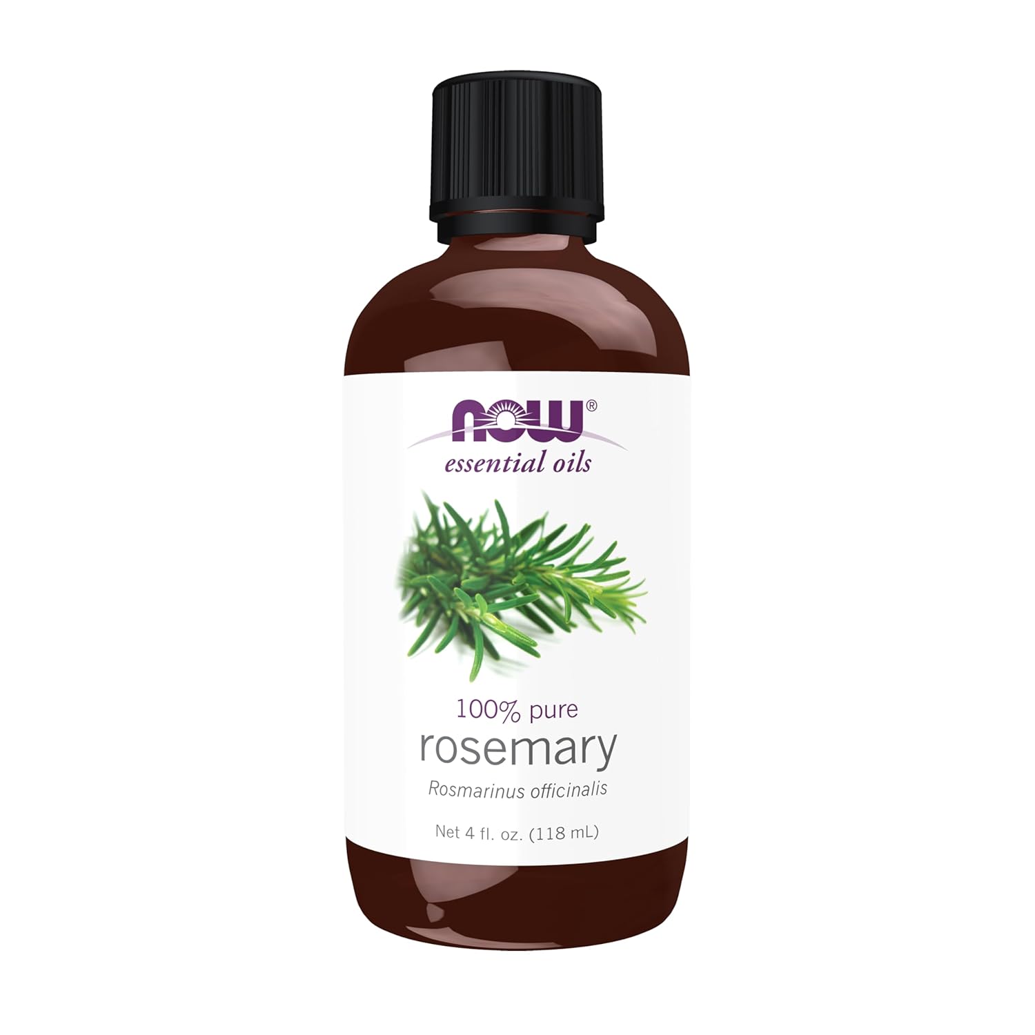 NOW Essential Oils, Rosemary Oil, Purifying Aromatherapy Scent, Steam Distilled, 100% Pure, Vegan, Child Resistant Cap, 4-Ounce