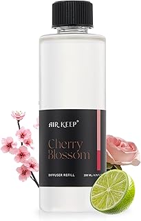 Airkeep Cherry Blossom Reed Diffuser Refill – 6.76 fl oz – Premium Scented Oil for Home Aromatherapy – Long-Lasting Fragrance for Reed Diffusers – Perfect for Bathroom, Bedroom & Home Decor
