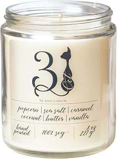 Halloween Candle October 31st | Strong Scented Soy Candle Caramel Popcorn Sea Salt Coconut | Fall Home Fragrance | Housewarming Gift