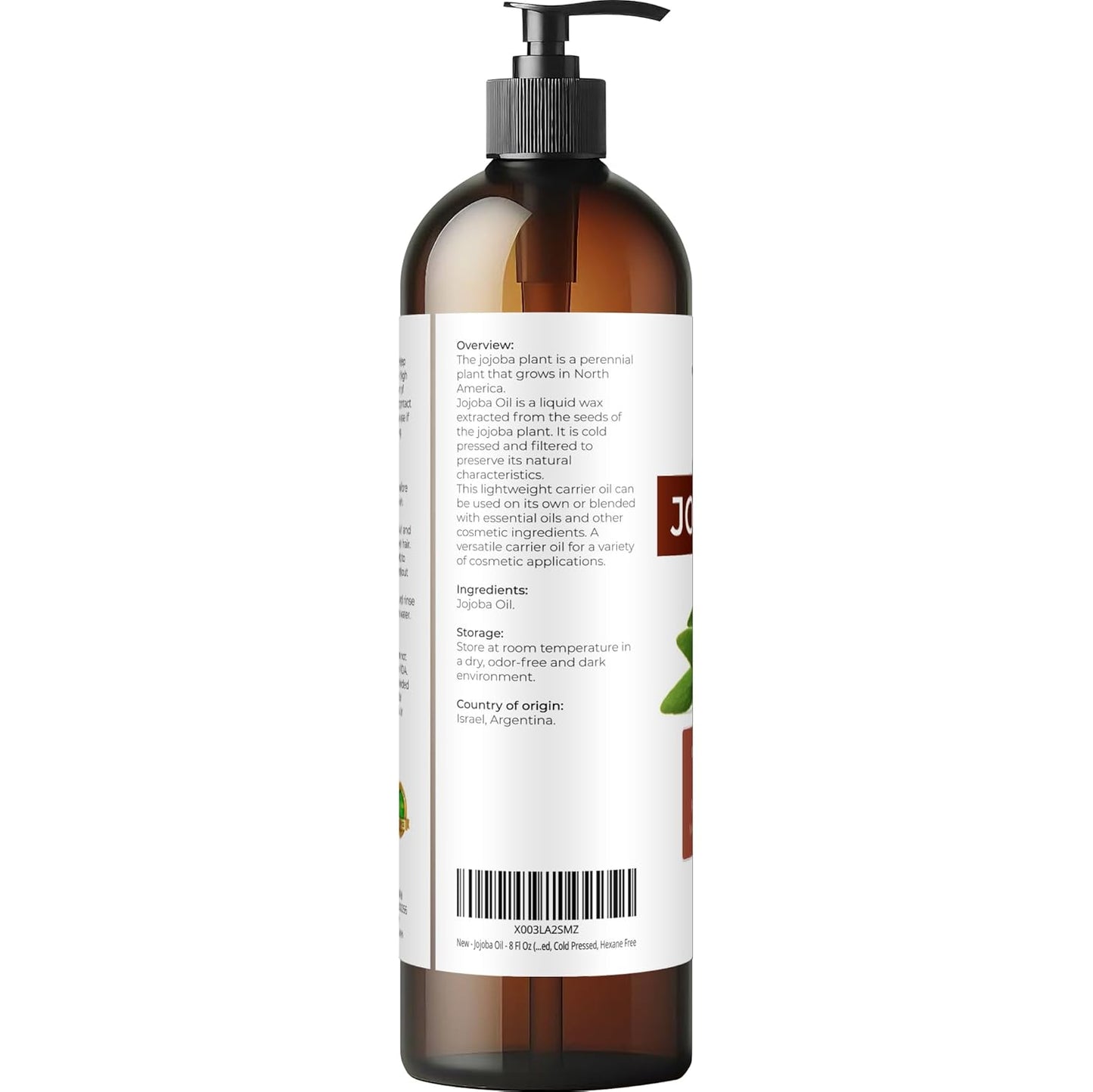 velona Jojoba Oil - 8 Fl Oz (With Pump) | 100% Pure and Natural | Golden, Unrefined, Cold Pressed, Hexane Free | Moisturizing Face, Hair, Body, Skin Care