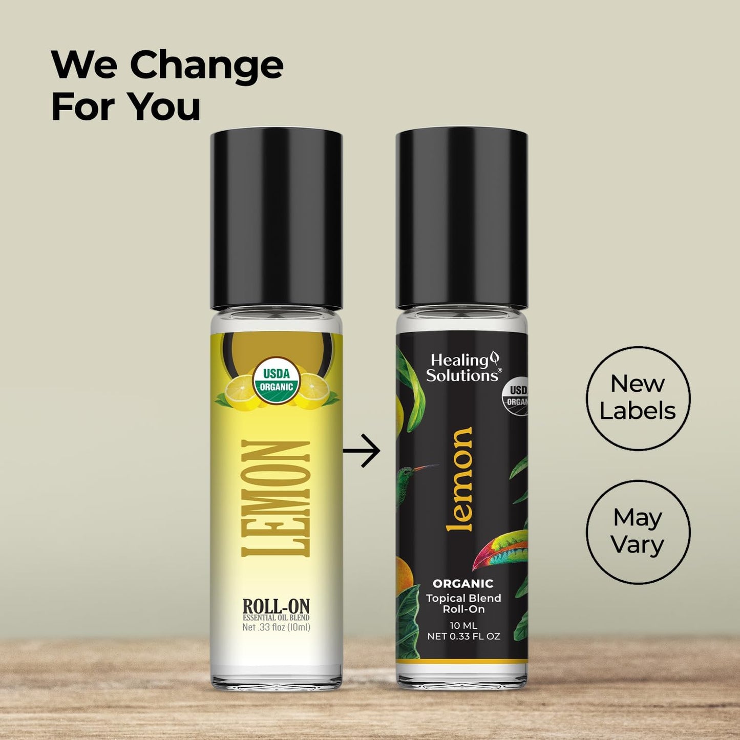 Healing Solutions - (2 Pack) Lemon Essential Oil Organic Roll On Set USDA Certified Perfume, Skin, Face, Body