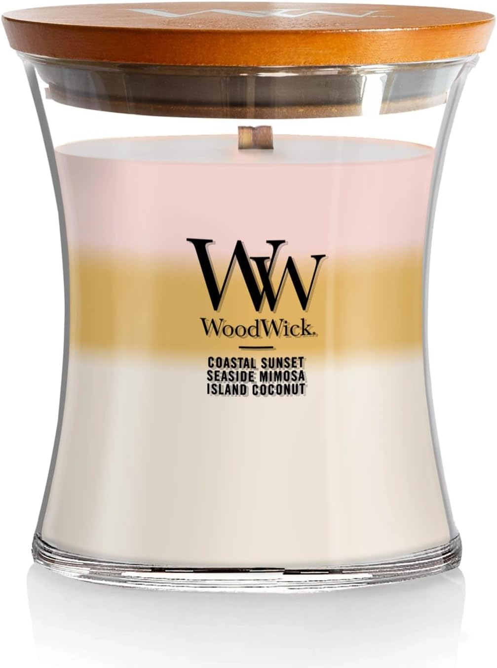 WoodWick Island Getaway Trilogy Gifts for Women and Men, 9.7 oz Medium Hourglass Trilogy Candle with Crackling Wick