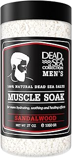 Dead Sea Collection Bath Salts for Men with Sandalwood Oil - Muscle Recovery Bath Soak – Mens Pure Dead Sea Salt for Soothing and Relaxing - 37 Oz