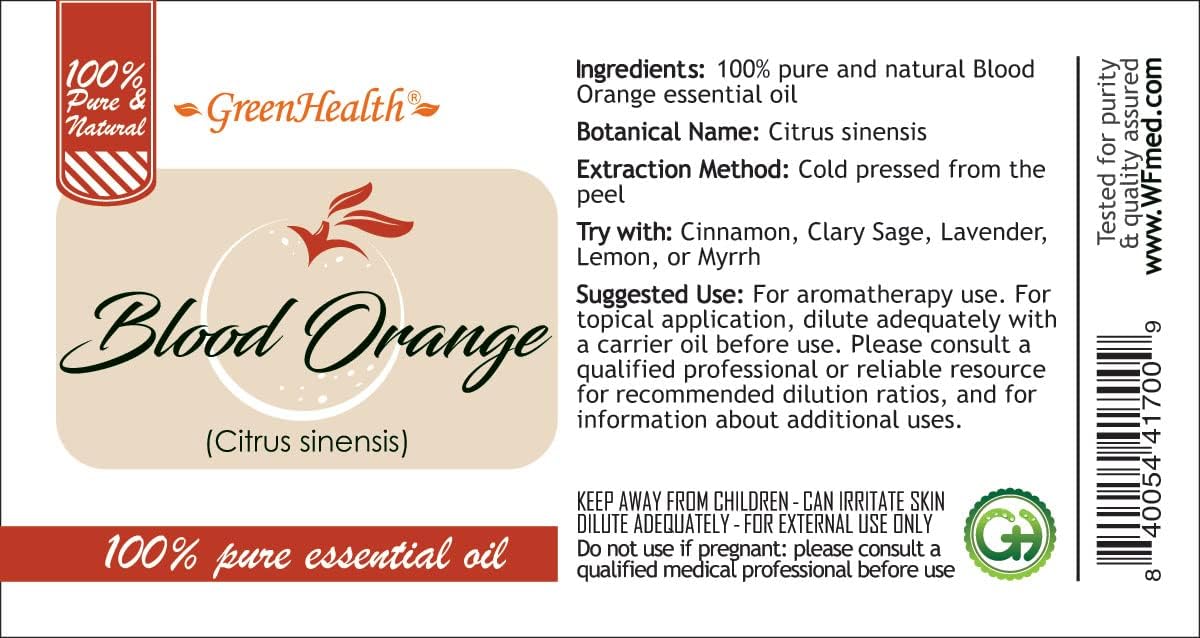 Blood Orange – 1/3 fl oz (10 ml) Glass Bottle – 100% Pure Essential Oil – GreenHealth