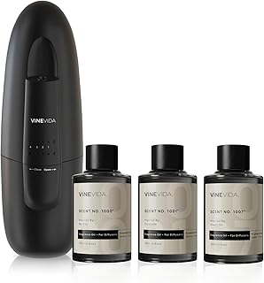 VINEVIDA Studio Plug in Waterless Diffuser and 3 Hotel Fragrance Oils - Essential Oil Diffuser for Home - Room Fragrance Air Diffuser [Black Scent Machine]