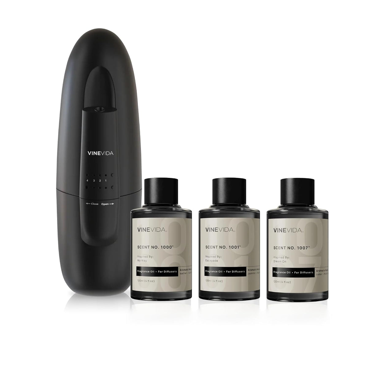 VINEVIDA Studio Plug in Waterless Diffuser and 3 Hotel Fragrance Oils - Essential Oil Diffuser for Home - Room Fragrance Air