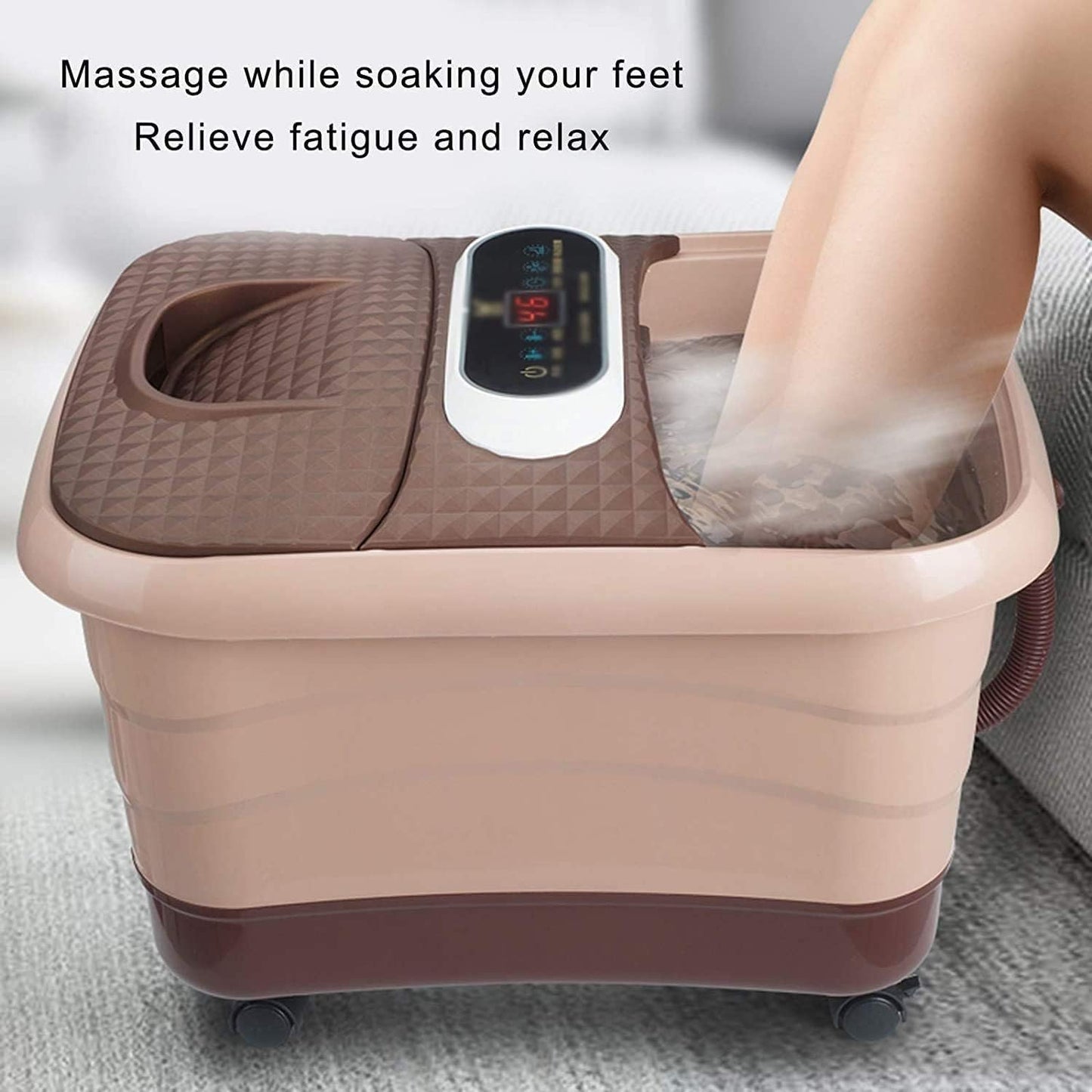 Foot Spa Bath Massager w/Heat Motorized Shiatsu Massage Balls 10 Maize Rollers Time Temper Control LED Display Home Pedicure Foot Bath Tub