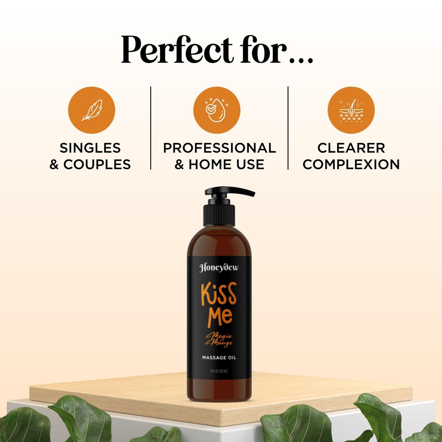 Mango Sensual Massage Oil for Couples - Alluring Tropical Full Body Massage Oil for Date Night and Nourishing Body Moisturizer with Sweet Almond - Vegan Non Greasy & Smooth Gliding Formula (8 Fl Oz)