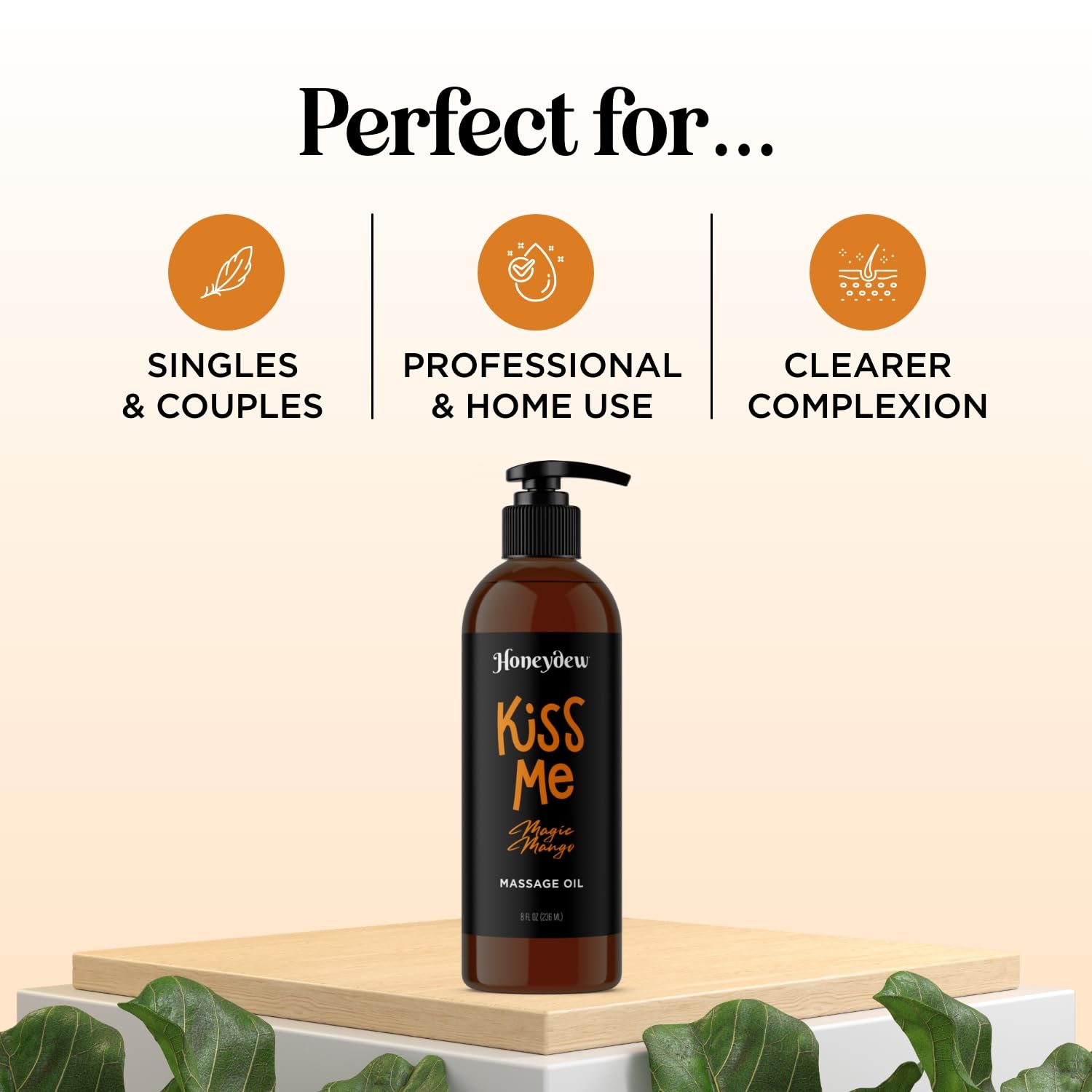Mango Sensual Massage Oil for Couples - Alluring Tropical Full Body Massage Oil for Date Night and Nourishing Body Moisturizer with Sweet Almond - Vegan Non Greasy & Smooth Gliding Formula (8 Fl Oz)