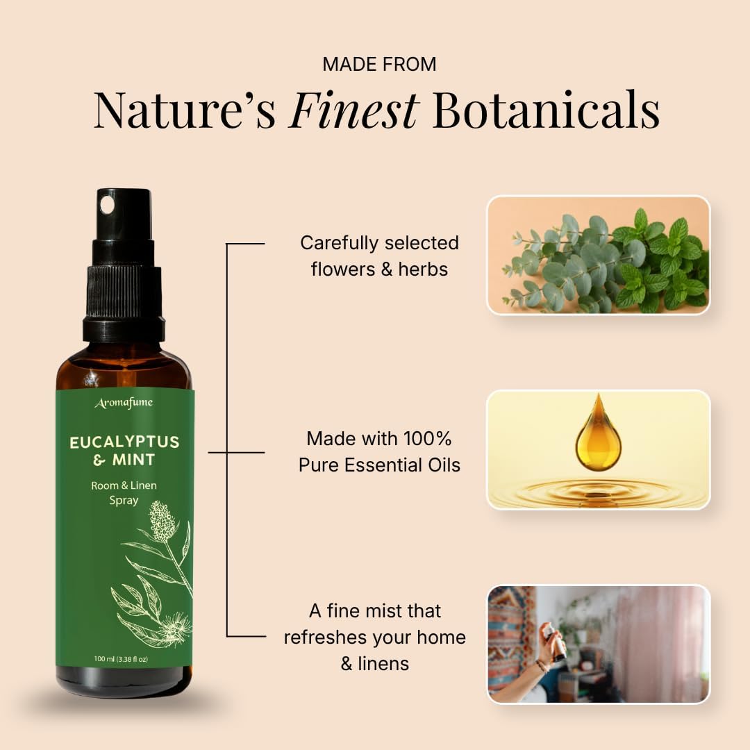 Eucalyptus & Mint Air Freshener Spray for Room & Linen 100ml by Aromafume