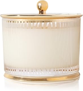 Thymes Frasier Fir Candle - Gilded Collection - Frosted Wood Grain Design with Gold Lid & Base - Pine Scented Candles for Women & Men - Luxury Home Fragrance - Elegant Christmas Decor (Medium, 9 oz)